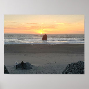 Póster Besando rock en Gold Beach Oregon al atardecer