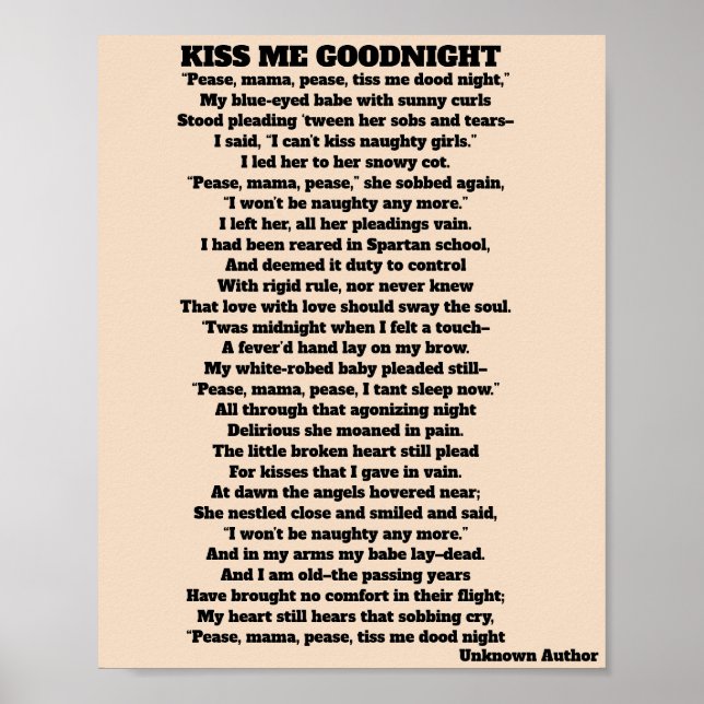 Póster BESE UN BUEN poema NOCTURNO (Frente)