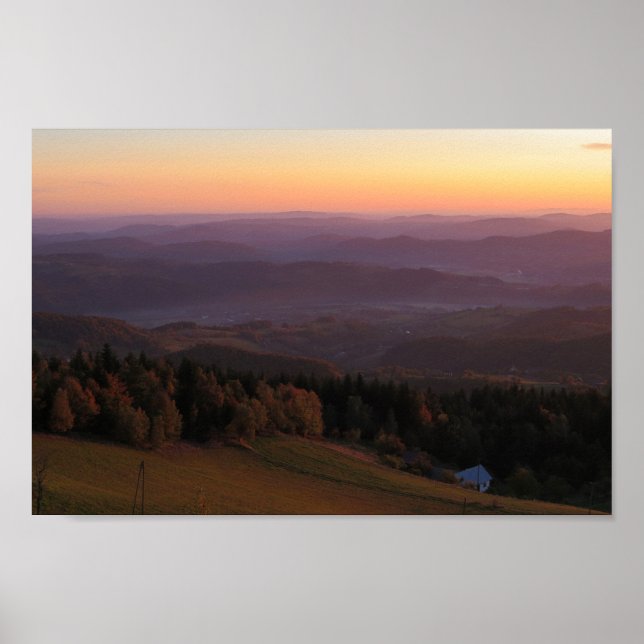 Póster Beskid Wyspowy sunrise (Frente)