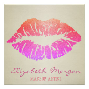 Póster Beso adorable, labios, artista del maquillaje