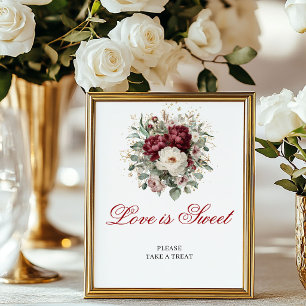 Póster Beso de Burgundy Amor es Dulce 8x10 Boda 