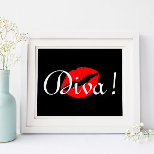 Póster Beso de Diva Rojo