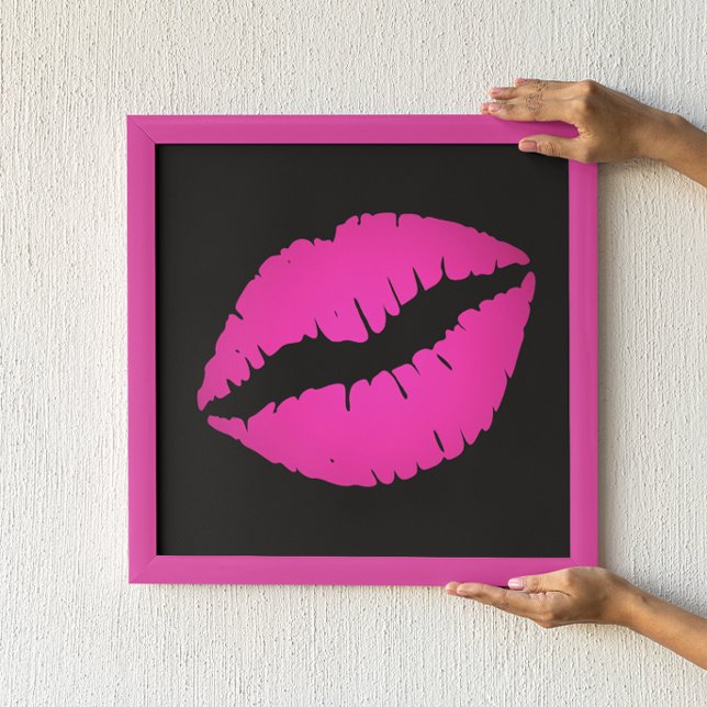 Póster Beso de Labial Ómbre Negro y Rosa Caliente (Subido por el creador)