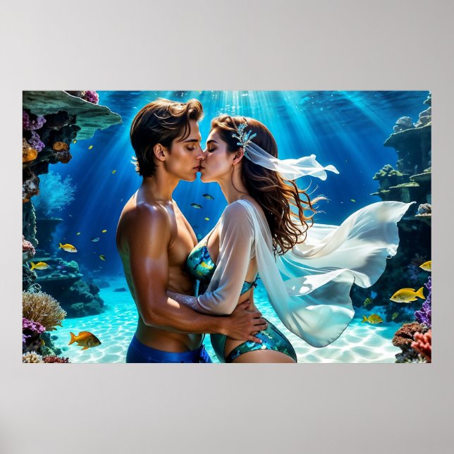 Póster Beso de los Amantes Submarinos (Frente)
