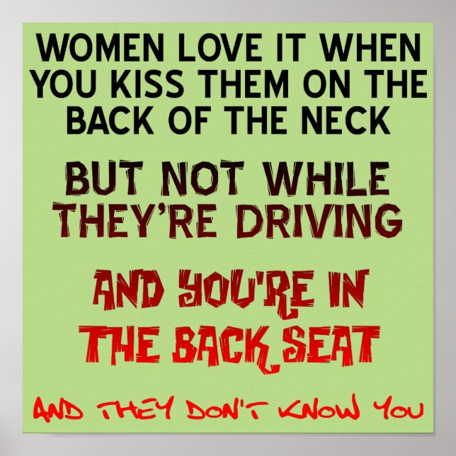 Póster Beso en el cuello gracioso Rótulo Poster (Frente)