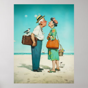 Póster Beso en la orilla en años dorados