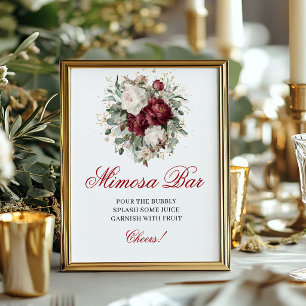Póster Beso floral burgundy Mimosa Bar Verdor dorado Sig