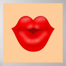 Póster Beso grande de los labios rojos