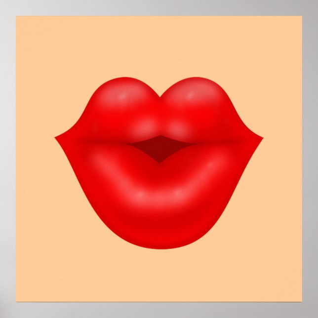 Póster Beso grande de los labios rojos (Frente)