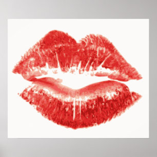 Póster Beso, labios rojos