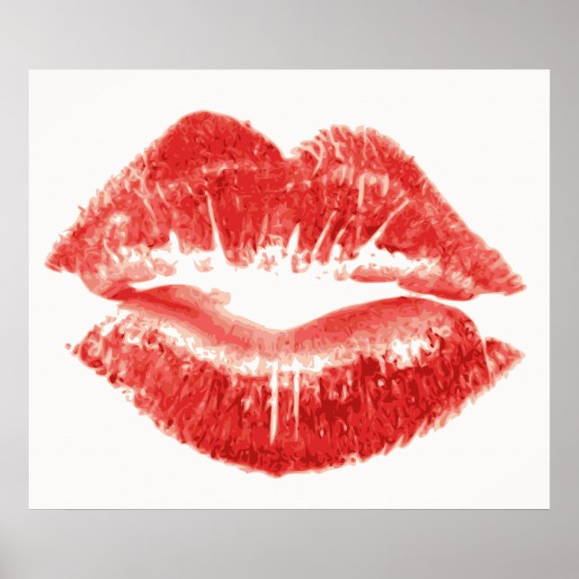 Póster Beso, labios rojos (Frente)