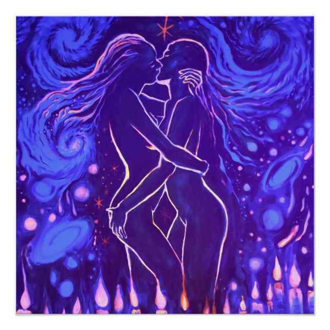 Póster Beso lesbiano apasionado (Anverso)