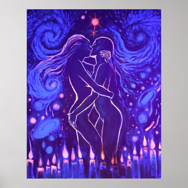 Póster Beso lesbiano apasionado (Frente)