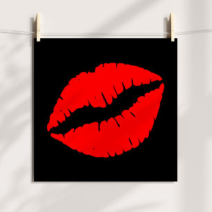 Póster Beso Rojo en Negro