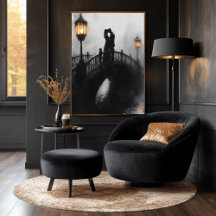 Beso romántico de puente en carbón vegetal y bajo 