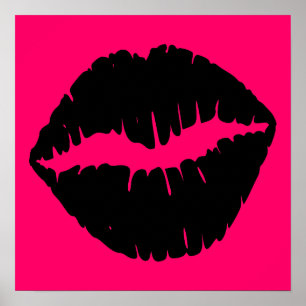 Póster Beso rosa y negro