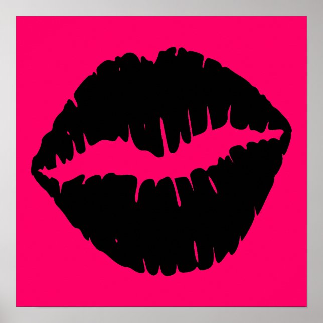 Póster Beso rosa y negro (Frente)
