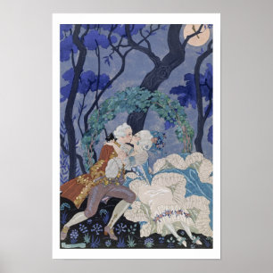 Póster Beso secreto, ilustracion para 'Fetes Galantes' de