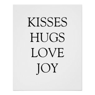 Póster Besos abrazos amor alegría inspiración motivación