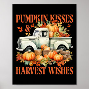 Póster Besos De Calabaza Y Deseos De Cosecha Camión Agríc
