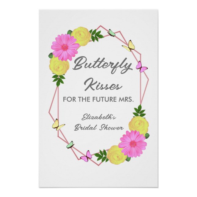 Póster Besos De Mariposa Para El Futuro Sra. Bridal Showe (Anverso)