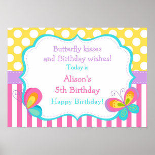 Póster Besos de mariposa y deseos de cumpleaños