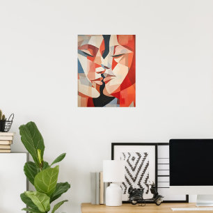 Póster Besos de pareja coloridos en abstracto moderno