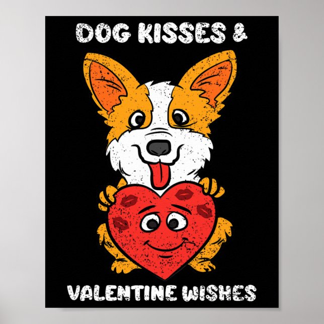 Póster Besos De Perro Y Deseos De San Valentín Corazón De (Frente)