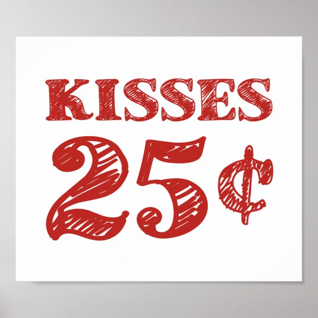 Póster Besos el día de San Valentín de 25 centavos (Frente)