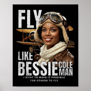 Póster Bessie Cita Aviador Negro Historia de las mujeres