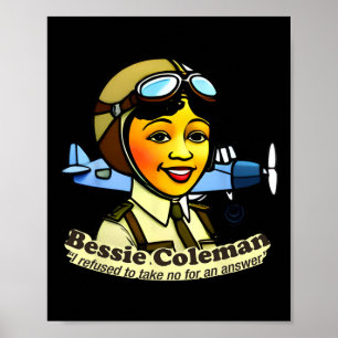 Póster Bessie Coleman con avión Mes de la Historia Negra
