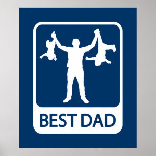 Póster Best Dad Poster / Print - Father with Kids
