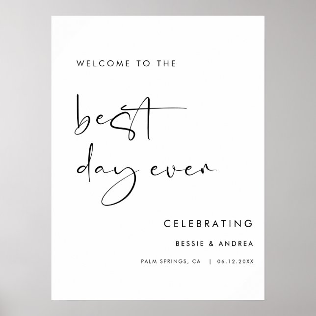 Póster Best Day Ever Wedding Welcome Sign Poster (Frente)