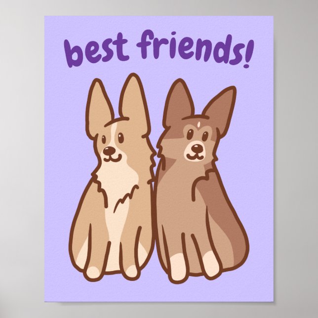 Póster "Best Friends" Corgi Friendship Poster (Frente)