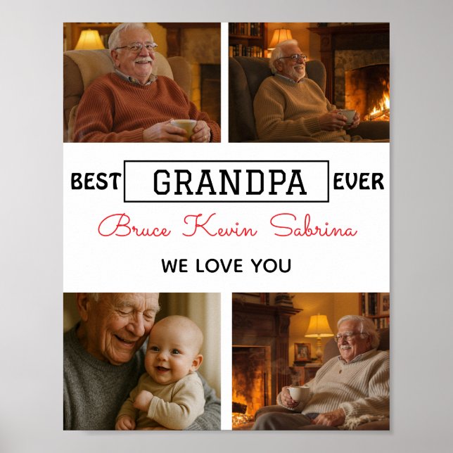 Póster Best Grandpa Ever Photo Collage (Frente)