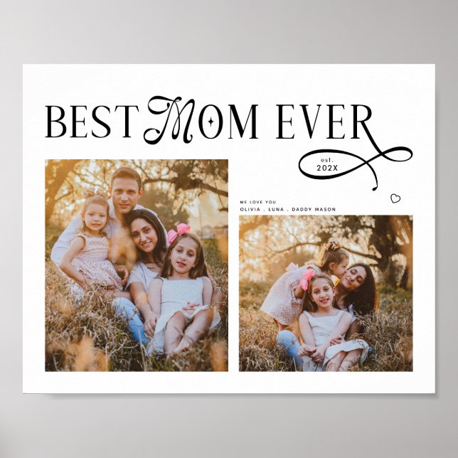 Póster Best Mom Ever Photos Heart Mothers Day Gifts (Frente)