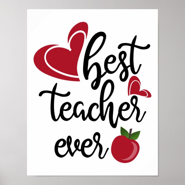 Póster Best teacher ever typography teachers (Frente)