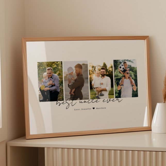 Póster Best Uncle Ever Modern Script 4 Photos Collage (Subido por el creador)