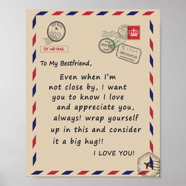 Póster Bestfriend Gift | A Mi Mejor Amigo Te Amo (Frente)
