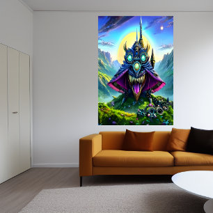 Póster Bestia de fantasía de Steampunk en el bosque   Art