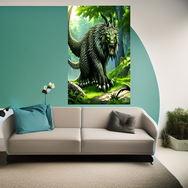 Póster Bestia de fantasía verde en el bosque | Poster de  (Subido por el creador)