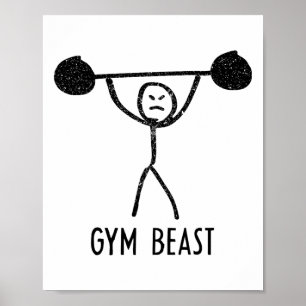 Póster Bestia de Gimnasio Ejercicio Divertido de Fisicocu