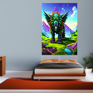 Póster Bestia fantástica en el bosque de fantasía   Poste