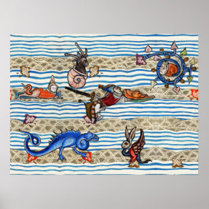 PÓSTER BESTIARIO MEDIEVAL, ANIMALES DE FANTASÍA DE MONSTR