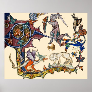 Póster BESTIARIO MEDIEVAL DE GUERRA Caracol vs Caballero,