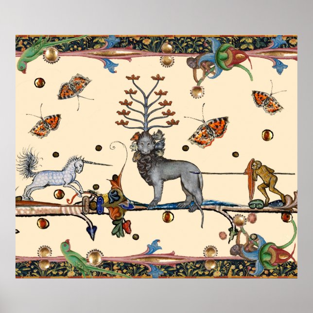 PÓSTER BESTIARIO MEDIEVAL EXTRAÑO, BESTIA APOCALIÍPTICA,  (Frente)