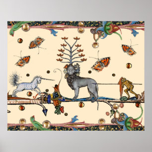PÓSTER BESTIARIO MEDIEVAL EXTRAÑO, BESTIA APOCALIÍPTICA,