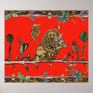 Póster BESTIARIO MEDIEVAL HACIENDO MÚSICA MÚSICA Violinis