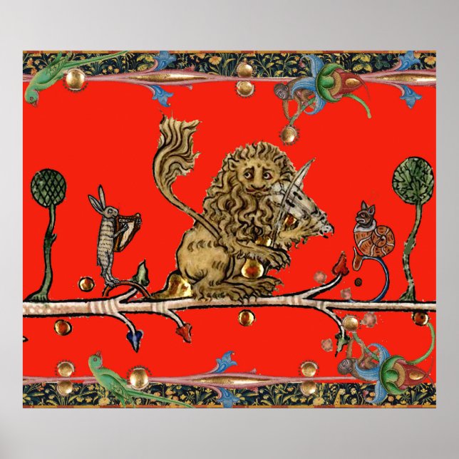 Póster BESTIARIO MEDIEVAL HACIENDO MÚSICA MÚSICA Violinis (Frente)