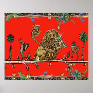 Póster BESTIARIO MEDIEVAL HACIENDO MÚSICA Violinista León